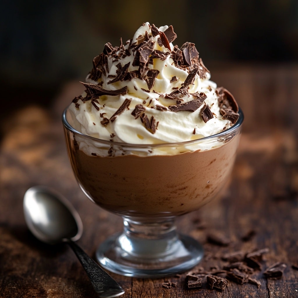 served milk chocolate mousse dessert