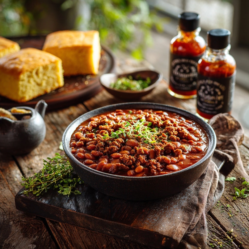 Ingredients for baked beans with ground beef