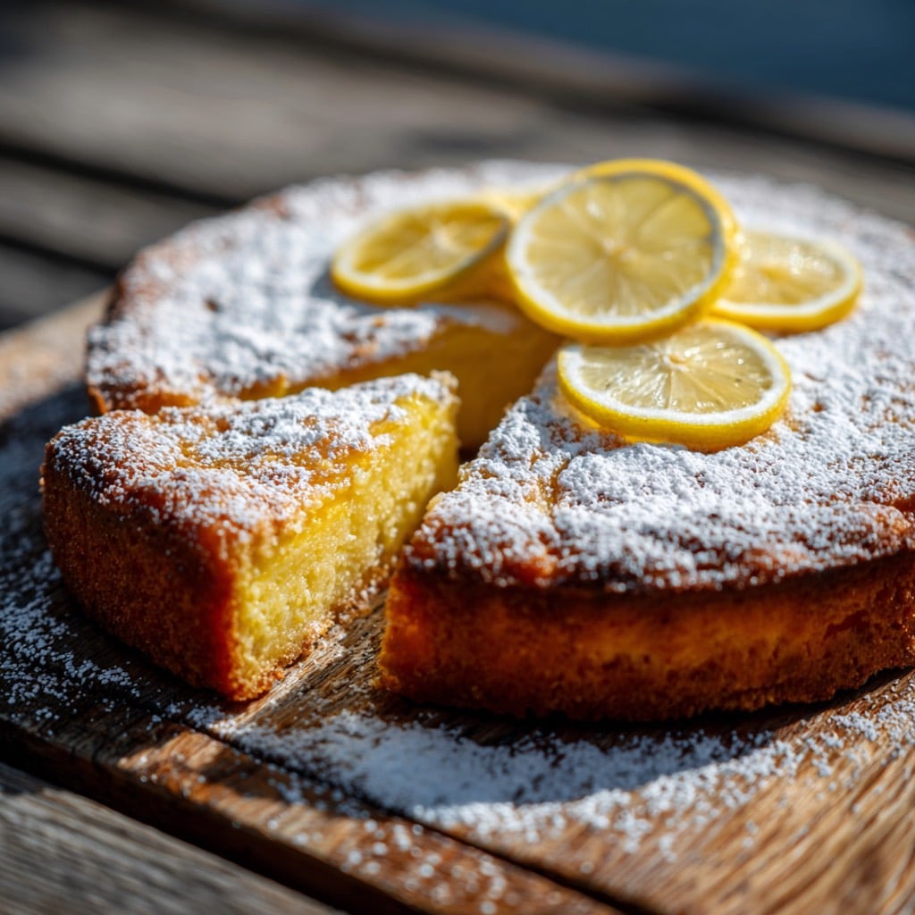 recipe impossible lemon pie on wooden table
