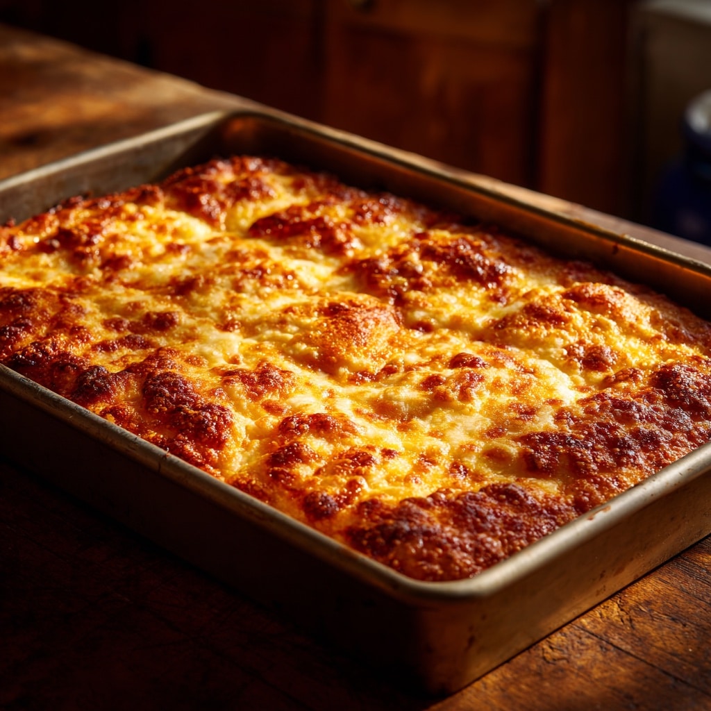 Sicilian pizza dough recipe with golden crust in pan