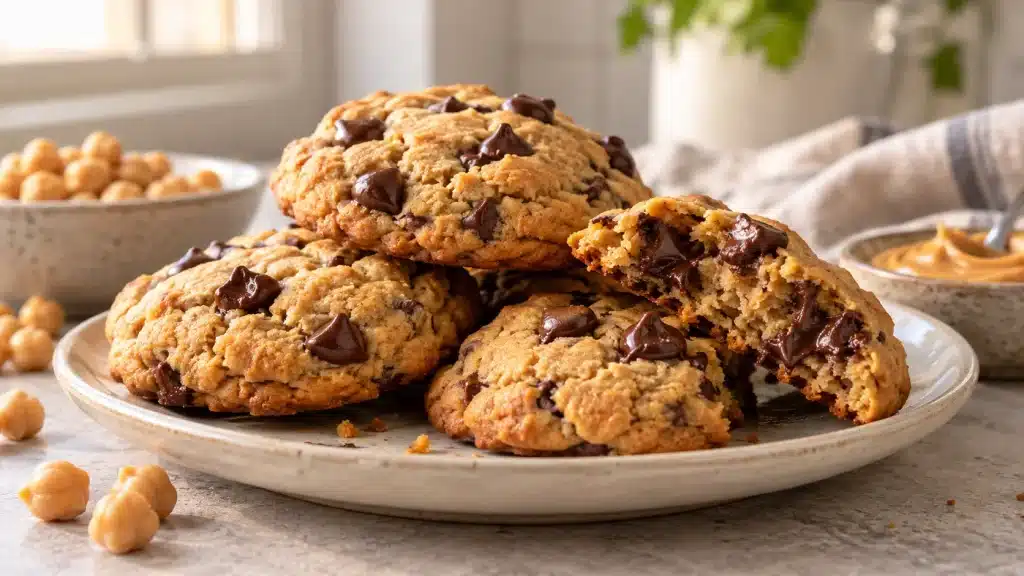 Chickpea Cookies with peanut butter and chocolate chips